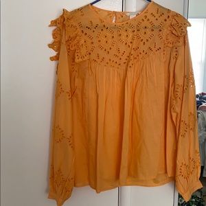 H&M Orange Ruffled Blouse